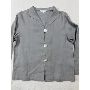 Christopher Calvin 100% Linen Button Up Shirt Sz. Sm. Steel Grey Made in USA